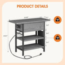 End Table with Charging Station, Flip Top Nightstand with USB Ports and Outlets,Couch Side Table with Fabric Bag and Hooks, Bedside Table for Space Saving, Living Room, Bedroom (Grey) by CozyNest Decor