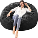 Bean Bag Chairs for Adults - Memory Foam Furniture BeanBag Chair - Kids/Teens Sofa with Soft Micro Fiber Cover - Round Fluffy Couch for Living Room Bedroom College Dorm - 5 ft, Carbon Black by CozyNest Decor