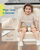 HOMEAL Toddler Booster Seat for Dining Table - Toddler Dining Cushion with Wipeable Surface -Booster Seat for Kitchen Chair with Easy-Install Straps - Breathable Fabric - Beige by TinyTreasures Baby Boutique