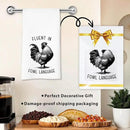 Chicken Dish Towel, Waffle Weave Microfiber Kitchen Cloth, Rustic Rooster Decor Accent, Farmhouse Style Gift for Chicken Lovers, Funny Country Hand Towel for Kitchen Bathroom - A05 by CozyNest Decor
