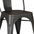 Set of 4 Stackable Metal Dining Chairs, Modern Industrial Slat Back by HouseOfZazla