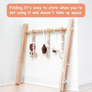 Razee Wooden Baby Play Gym Play Mat, Foldable Baby Gym with 6 Hanging Sensory Toys for Newborn Shower Gift by TinyTreasures Baby Boutique