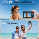 Digital Camera, 4K 64MP Cameras for Photography with 3" 180° Flip Screen,Macro and Wide-Angle Lenses,16X Vlogging Camera for YouTube with 64GB Micro SD Card for Beginner, Teens by TinyTreasures Baby Boutique
