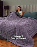 Pawque Super Soft Cozy Throw Blanket Twin Size for Couch Bed, Fluffy Sherpa Fleece Reversible Thick Warm Fuzzy Blanket for All-Season, 3D Checkered Jacquard Decorative Blankets, Purple, 60" x 80" by CozyNest Decor