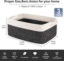 OIAHOMY 3 Pack Storage Baskets for Organizing, Woven Cotton Rope Basket for Shelves, Closet Organizer Bins with Handles, Rectangle Toy Organization, 13.78''×9.84''×5.5'', Black & White by TinyTreasures Baby Boutique
