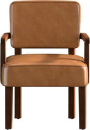 Accent Chair, PU Leather Living Room Chairs Oversized with Soft Seat and Armrests, Armchair for Bedroom, Dinning, Reading, Waiting Rooms (Leather Brown) by CozyNest Decor