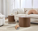 CIMOTA Round Wood Nesting Coffee Table Set of 2, Modern Circle Travertine End Side Table Sets for Living Room, Walnut Wooden Color/No Assembling by CozyNest Decor