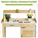 S AFSTAR Outdoor Potting Bench Table, Wooden Garden Work Station with Drawer, Storage Cabinet, Open Shelf, Side Hooks, Metal Tabletop Gardening Workbench, Potting Benches for Outside Backyard Balcony by GreenHaven Gardens