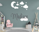 Custom Name with Moon Clouds and Stars Nursery Baby Name Wall Art Wall Decal for Nursery Bedroom playroom Decoration (Wide 40x40In Height), Wide 40Inx40In Height by TinyTreasures Baby Boutique