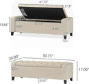 Christopher Knight Home Hikaru Velvet Storage Ottoman, Ivory 19.75”D x 50.00”W x 17.48”H by CozyNest Decor