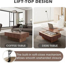Lift Coffee Table with Storage & Adjustable Height, Solid Wood Coffee Table Fluted Center Table Accent Tea Table or Living Room, Apartment, Office (38.6" Walnut) by CozyNest Decor