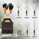 sungwoo Garden Tool Set 8 Piece, Heavy Duty and Lightweight Aluminium Alloy Tools with Non-Slip Ergonomic Handle, Storage Tote Bag, Gardening Hand Tools, for Women and Men Orange by GreenHaven Gardens