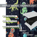 Cartoon Dinosaur Curtains for Kids Boys Girls Home Decor, Astronaut Rocket Funny Outer Space Blackout Rod Pocket Window Drapes for Bedroom Living Room W31.5xL72in 2 Panels by TinyTreasures Baby Boutique
