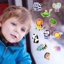 Brand, Cute Animals 21PCS Thick Gel Clings Stickers for Kids, Animal Decals, Airplane Birthday Party Supplies, Wide Application, Removable, Reusable, Cartoon Pattern, Indoor Usage by CozyNest Decor