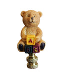 Teddy Bear Decorative Lamp Finial Antique Brass Base, 2.75"h