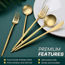 Matte Gold Silverware Set, OGORI 30-Piece Food Grade Stainless Steel Gold Flatware Set, Kitchen Utensil Set Service for 6, Tableware Cutlery Set for Home and Restaurant, Dishwasher Safe - Gift Box by CozyNest Decor