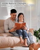 BoostArea Torchiere Floor Lamp, 30W Super Bright LED Standing Lamp, 3000K Stepless Dimmable Pole Lamp with Rotary Switch, 70 Inch Tall Metal Modern White Floor lamp for Living Room/Bedroom/Office/Den by CozyNest Decor