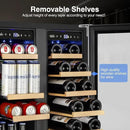 Wine and Beverage Refrigerator Upgraded, 24 Inch Beverage Refrigerator Cooler Dual Zone with Glass Door, Under Counter or Freestanding Beverage Fridge with Large Capacity, Advanced Cooling System by CozyNest Decor