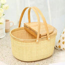 Nantucket Basket Crafts Cane-on-Cane Weave Picnic Basket Shopping Basket Basket Storage Basket Two Swing Handles (Ash Activity Double Open) by GreenHaven Gardens