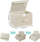 Fabric Storage Bins Cube Organizers with Flip-Top Lid and Handles,Storage Boxes for Organizing Home,Office,and Closet,Grey and Beige,3 Pack 10.2 X 7.9 X 6.7 in by CozyNest Decor