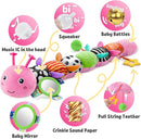 LIGHTDESIRE Baby Toys Musical Caterpillar,Infant Toys Stuffed Animals with Ruler Design,Mirror,Pull String&Ring Bell,Baby Teething Toys for Tummy Time Toys Newborn Gifts 3 6 12 Months(Pink,Leafy Limb) by TinyTreasures Baby Boutique