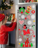 Christmas Window Clings - 9 Sheets 166 Pcs Cute Xmas Decorations for Winter Holiday Home Party, Santa Snowman Tree Snowflake Gingerbread Stickers for Glass, Double-Sided Static Window Decals by CozyNest Decor