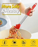 Silicone Pasta Fork and Ladle Spoon Set, Large Non Stick Kitchen Utensils for Cooking,Stirring,Serving Spaghetti, Soup, Sauce (RED) by CozyNest Decor