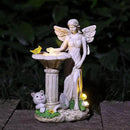 Angel Garden Statue, Solar Figurine with Outdoor Décor Resin Cat Sculpture Lawn Ornament,Ideal Yard Art for Patio Lawn Yard Housewarming Garden Gift by GreenHaven Gardens