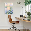 The hydrangea scenery all over the lake at sunset is suitable for posting in the living room bedroom office landscape poster wall painting by CozyNest Decor