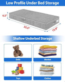 2 Pack Low Profile Under Bed Storage Containers 4.5 Inch Height, Shallow Underbed Couch Storage Organizer With Sturdy Sidewalls/Bottom, Thin Underbed Storage Bins For Clothes Dorm Dresser Sofa- Grey by CozyNest Decor