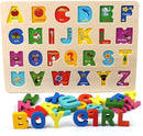 Wooden Puzzles for Toddlers, Kesletney Wooden Alphabet Number Shape Learning Puzzles for Kids, 3 in 1 Montessori Preschool Educational Toys for Boys Girls Ages 3 4 5 Years Old by TinyTreasures Baby Boutique