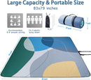 PY SUPER MODE Picnic Blankets Extra Large, Waterproof Foldable Outdoor Beach Blanket Oversized 83x79” Sandproof, 3-Layer Picnic Mat for Camping, Hiking, Travel, Park, Concerts(Abstract Blue) by TinyTreasures Baby Boutique