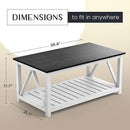 40" Farmhouse Coffee Table | Vintage Rustic Wooden Coffee Table with Lower Shelf for Living Room, Dorm, Office, Bedroom Center Table - Black by CozyNest Decor