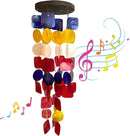 Bellaa 24872 Wind Chimes Outdoor, Garden Decorations, Musical, Indoor/Outside Windchimes, Beach, Ocean Breeze, Gifts for Mom, Gift for All Occasions, Sea Glass Shells Wood Red Blue Yellow White by CozyNest Decor