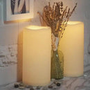 CANDLE CHOICE Waterproof Outdoor Battery Operated Flameless Candles with Timer Large Plastic Resin Bright Flickering Electric LED Pillars Lantern Garden Wedding Christmas Decorations 4”(D)x8”(H) 2 PCS by GreenHaven Gardens