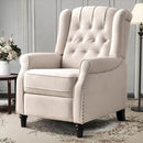 EBELLO Pushback Recliner Chair, Fabric Armchair Push Back Recliner with Rivet Decoration, Mid Century Wingback Accent Chair for Living Room, Bedroom, Beige by CozyNest Decor