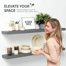 Homeforia Gray Floating Shelf 48 inch, High End Solid Real Wood 48inch Floating Shelves for Wall Mounted, Grey Wooden 48 inches Long Floating Shelves, Heavy Duty Bracket, 48 X 6.5 X 1.75 in, Set of 2 by CozyNest Decor