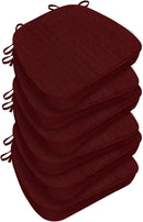 Chair Cushions for Dining Chairs, Indoor Chair Cushions with Ties，Waterproof Chair Pads Set of 6, Burgundy, 17x16x2.5 Inch by GreenHaven Gardens