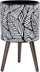 D'vine Dev 12 Inch Planter Pot with Stand, Mid-Century Tall Plant Pot with Legs for Indoor Plants, Large, White/Grey, 88-L-C-7 by GreenHaven Gardens
