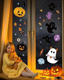 Halloween Window Clings - 9 Sheets 213 Pcs Happy Halloween Window Decorations Indoor for Home Party Eyes Pumpkin Ghost Bats Witch Stickers for Glass Double-Sided Removable Static Glass Decals by CozyNest Decor