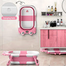 Collapsible Baby Bathtub for Newborns to Toddler with Real-time Temp Monitor & Floating Cushion,Portable Travel Tub for 0-36 Month, Foldable Baby Bath Tub for Infants Girl (Pink) by TinyTreasures Baby Boutique