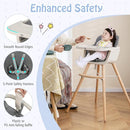 BABY JOY Baby High Chair, 3-in-1 Convertible Wooden Highchair for Babies & Toddlers, Infant Feeding Chair w/ 5-Point Safety Harness, Footrest, Adjustable Legs, Removable Tray & PU Cushion (Dark Gray) by TinyTreasures Baby Boutique