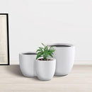 Kante 18",14",10" Dia Concrete Round Planters (Set of 3), Outdoor Indoor Large Planter Pots with Drainage Hole and Rubber Plug for Home Patio Garden, Pure White by GreenHaven Gardens