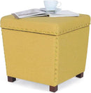 Adeco Square Storage Ottoman with Hinged Lid, Modern Accent Bench Footrest Stool, Coffee Table for Living Room Bedroom,Yellow Large by CozyNest Decor