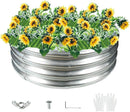 Durable Round Galvanized Steel Raised Garden Bed for Planting,Round Galvanized Steel Fire Ring/Fir Pit 32-Inch for Outdoor,0.8MM Thick (32 ins Diameter x 12 ins high, Silver) by GreenHaven Gardens
