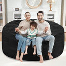 5FT Bean Bag Chair, Large Bean Bag Chairs with Memory Foam Filled, Fluffy Beanbag Sofa with Dutch Velvet Cover, Round BeanBag Chairs for Living Room, Playroom - Black by TinyTreasures Baby Boutique