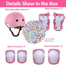 Kids Bike Helmet with Knee Elbow Wrist Pads Guards,Pink,for Ages 2-3-5-8-14,Sports Bicycle,Skate Scooter,Rollerblading with Unicorn Sticker by TinyTreasures Baby Boutique