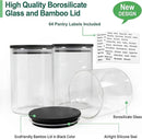 Urban Green Glass Jars with Black Lids, Glass food storage container sets with black lids, Airtight Canisters Sets with Bamboo Lids. Pantry Jar (3 Pack of 48oz) by CozyNest Decor