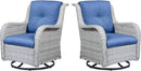 Outdoor Swivel Rcoker Patio Chairs - Outdoor Swivel Patio Chairs Set of 2 Wicker Chair Patio Furniture Sets with Covered Cushion for Porch Deck Balcony Garden, Blue Cushion by GreenHaven Gardens
