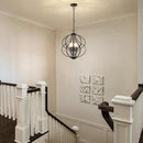 Modern Black Chandelier for Dining Room, 4 Lights Geometric Chandeliers, Sphere Chandelier Industrial Large Pendant Light Fixtures Hanging for Kitchen, Entryway, Foyer, Stairs by CozyNest Decor